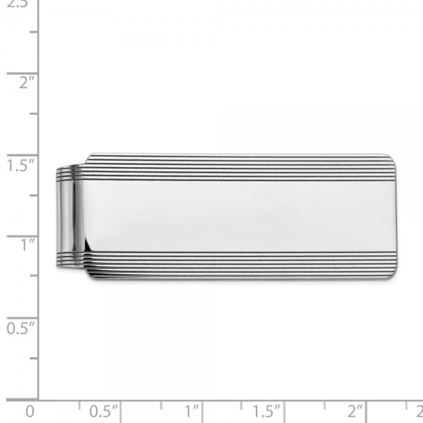 14k White Gold Men's Grooved Money Clip