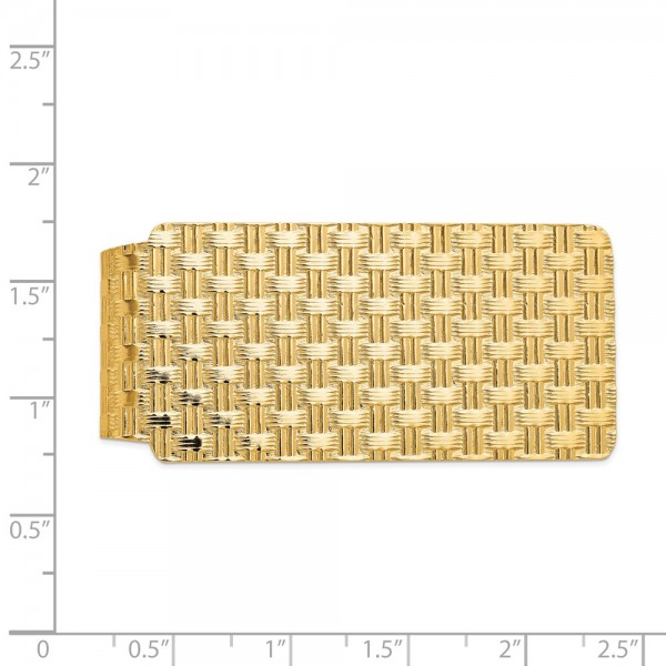 14k Men's Textured Basketweave Polished Money Clip