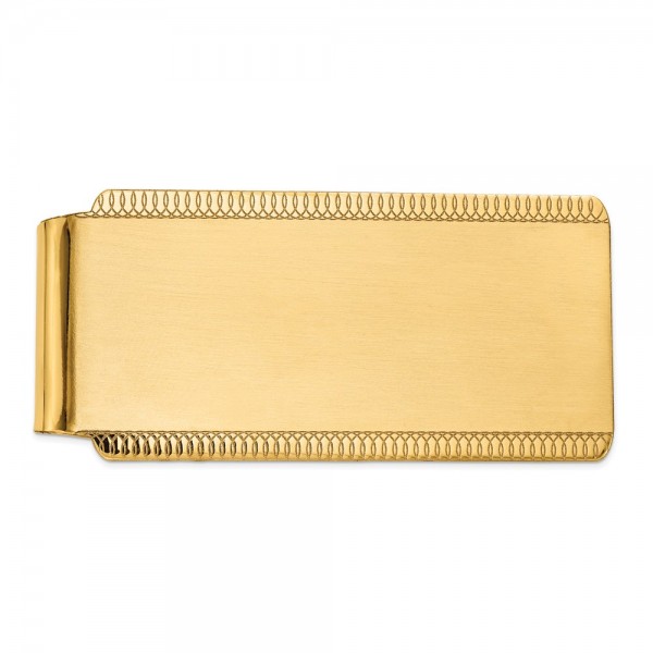 14k Men's Engraveable Sandblast Edge Money Clip