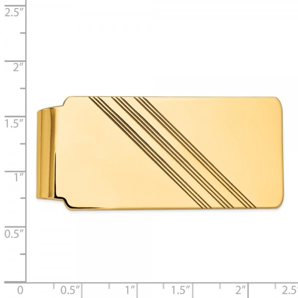 14k Men's Grooved Polished Money Clip