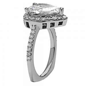 RM1382G82 - Pear Shape Halo Semi Mount Engagement Ring