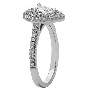 Pear Shape Halo Diamond Vintage Semi Mount Engagement Ring