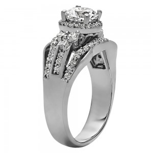 Round Cut Halo Diamond Vintage Semi Mount Engagement Ring