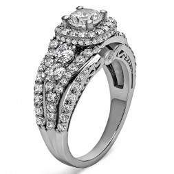 Round Diamond Infinity/Halo Semi Mount Engagement Ring