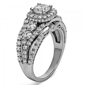 Cushion Cut Halo Diamond Vintage Semi Mount Engagement Ring