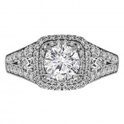 Cushion Cut Halo Diamond Vintage Semi Mount Engagement Ring