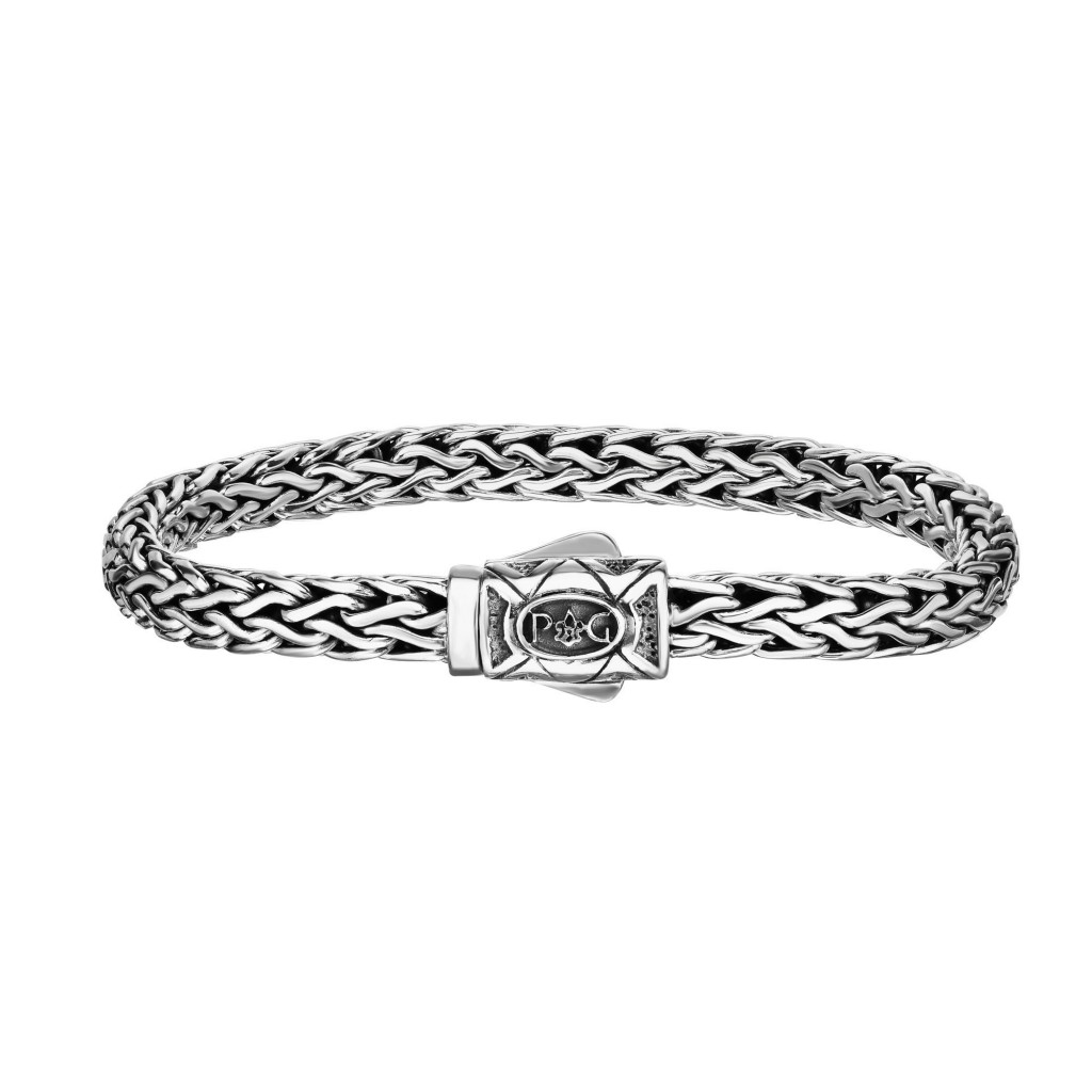 Silver 7Mm Oval Link Woven Bracelet