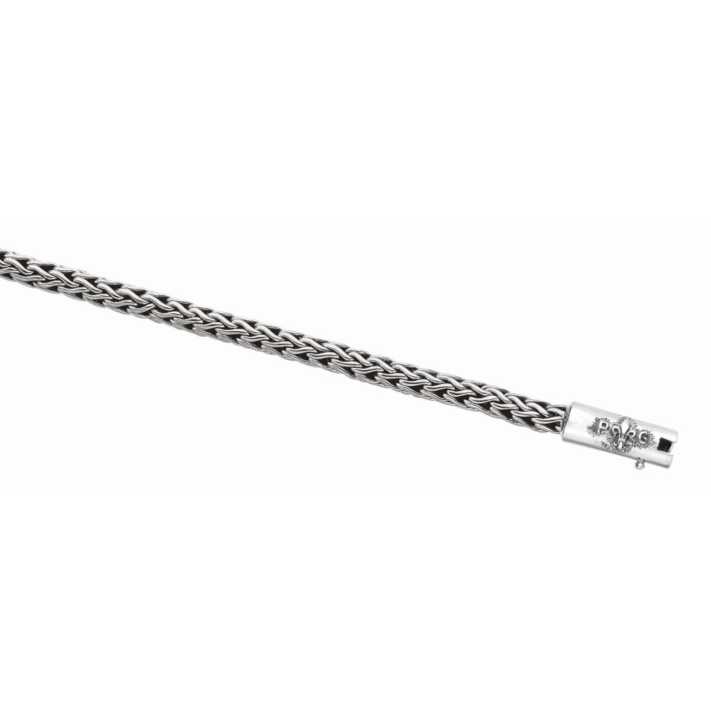 Silver 22In Weaved Necklace With Box Clasp