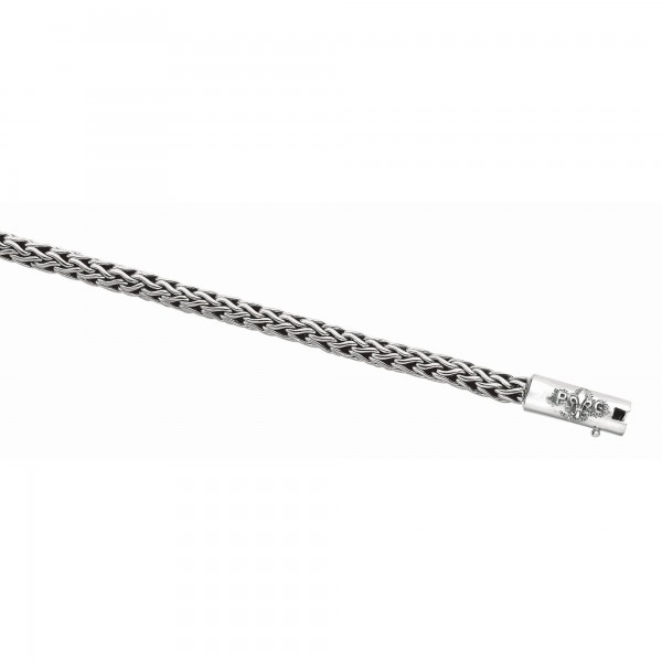 Silver Rhodium Finish Woven Bracelet With Box Clasp