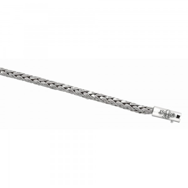Silver Rhodium Finish Woven Bracelet With Box Clasp