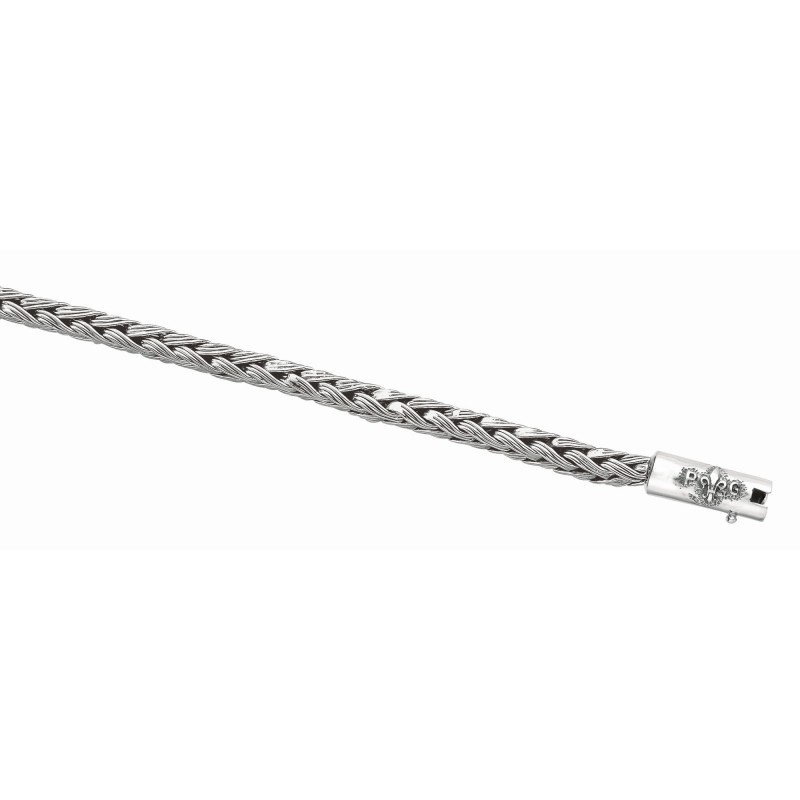 Silver Rhodium Finish Woven Bracelet With Box Clasp