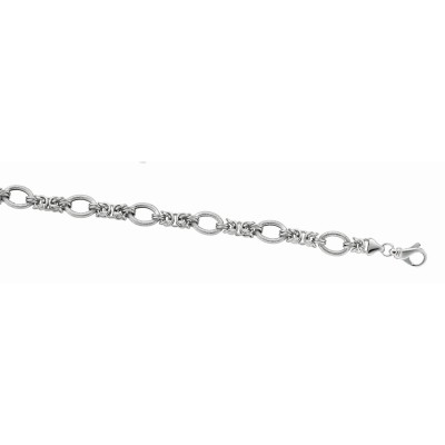 Silver 18In  Rhodium Finish Shiny Textured Italian Cable Necklace With Lobster Clasp