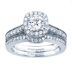 Rm1319r -14k White Gold Round Cut Halo Diamond Vintage Semi Mount Engagement Ring
