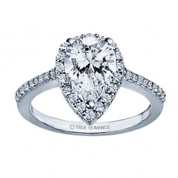 RM1382G82 - Pear Shape Halo Semi Mount Engagement Ring