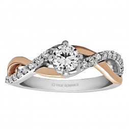 Round Cut Halo Diamond Infinity Semi Mount Engagement Ring