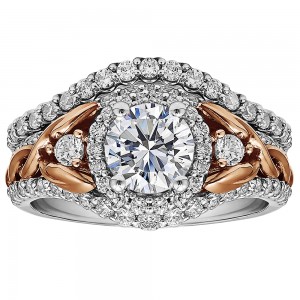 Round Diamond Halo Diamond Semi Mount Engagement Ring