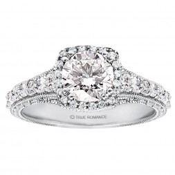 Round Diamond Vintage Semi Mount Engagement Ring