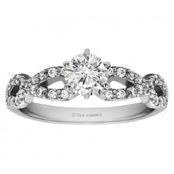 Round Cut Halo Diamond Infinity Semi Mount Engagement Ring