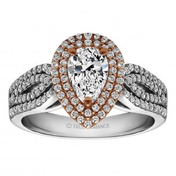 Pear Shape Halo Diamond Vintage Semi Mount Engagement Ring
