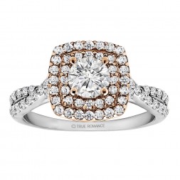 Round Cut Diamond Double Halo Infinity Semi Mount Engagement Ring