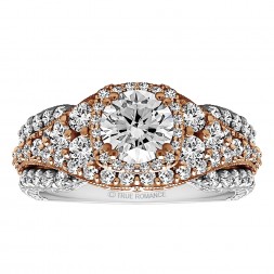 Round Cut Halo Diamond Vintage Semi Mount Engagement Ring