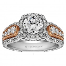 Round Cut Halo Diamond Vintage Semi Mount Engagement Ring
