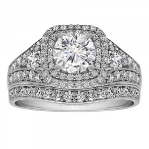 Round Cut Double Halo Diamond Vintage Semi Mount Engagement Ring