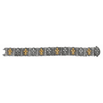 Silver And 18Kt Gold Fleur De Lis Bracelet