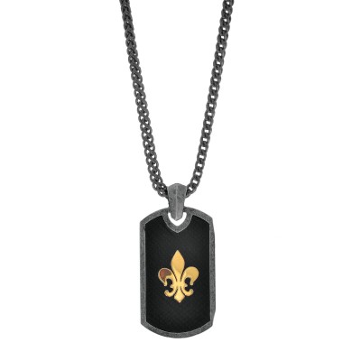 Silver And 18Kt Gold  21X41Mm Pendant  With Fleur De Lis On 22In Chain