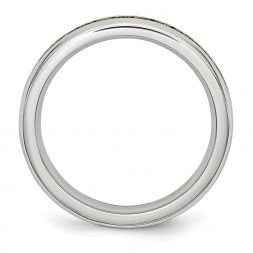 Stainless Steel Polished 4mm August Light Green CZ Ring