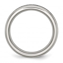 Stainless Steel Polished 4mm Black CZ Ring