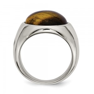 Stainless Steel Polished Tiger's Eye Ring