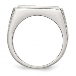 Stainless Steel Polished/Textured 1/15ct Diamond Cross 13.25mm Band