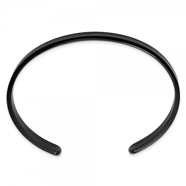 Stainless Steel Polished Black IP-plated 9mm Cuff Bangle