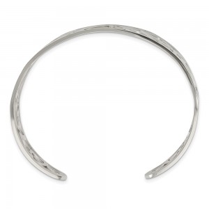 Stainless Steel Polished Rose IP-plated Hearts Cuff Bangle