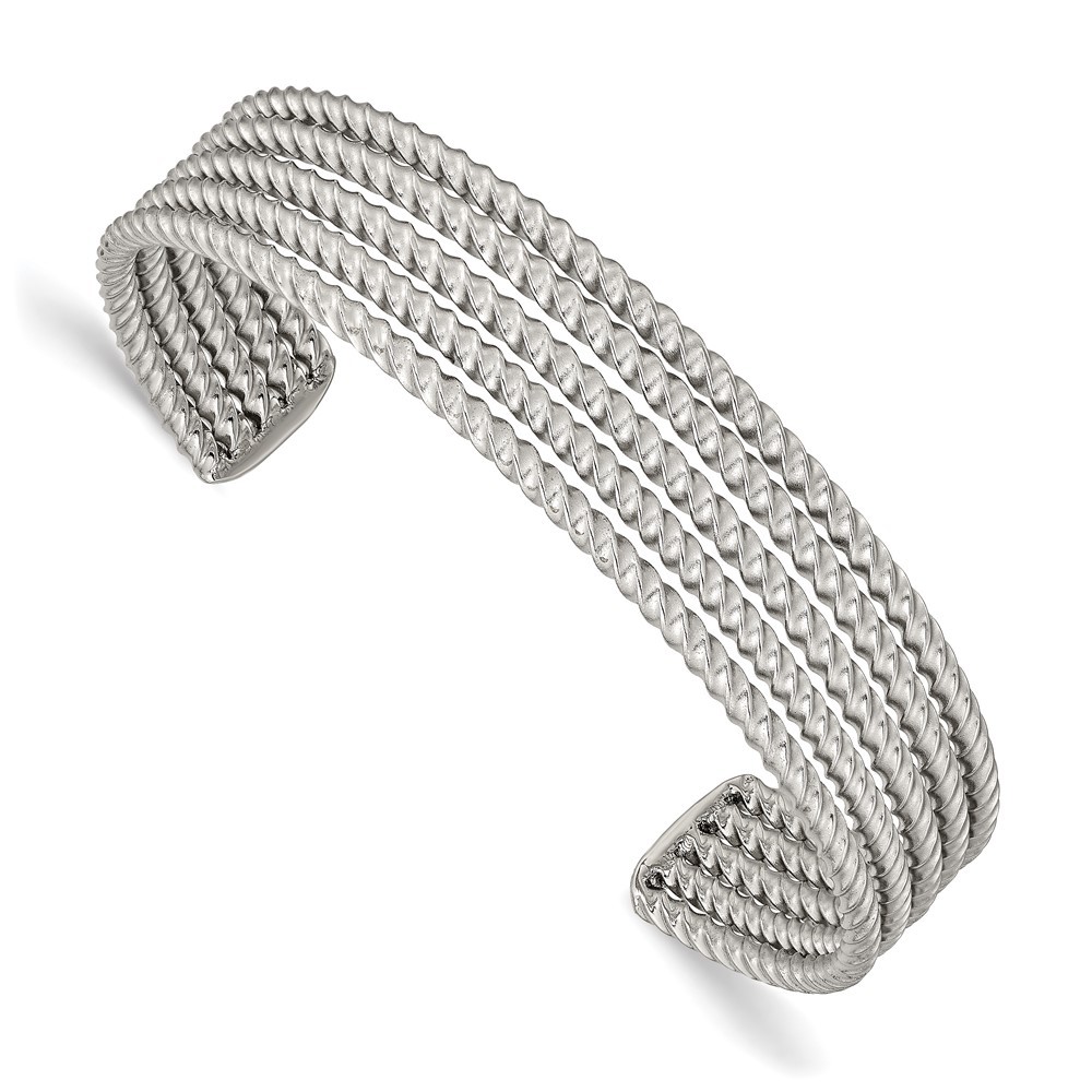 Stainless Steel Polished and Textured Cuff Bangle