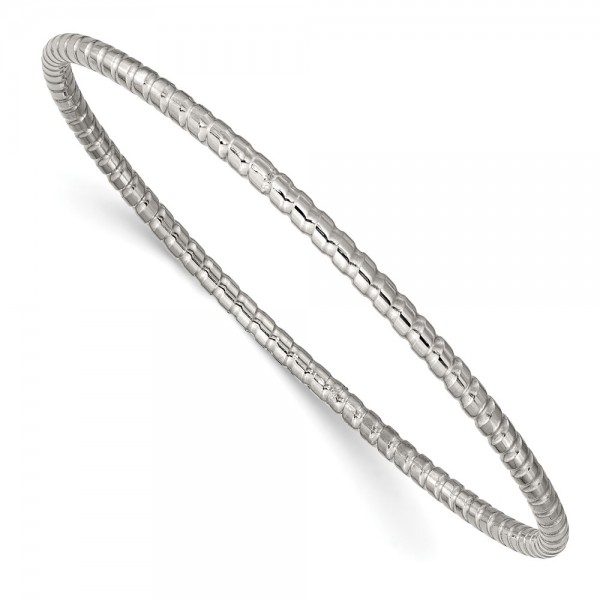 Stainless Steel Polished and Textured 3mm Bangle
