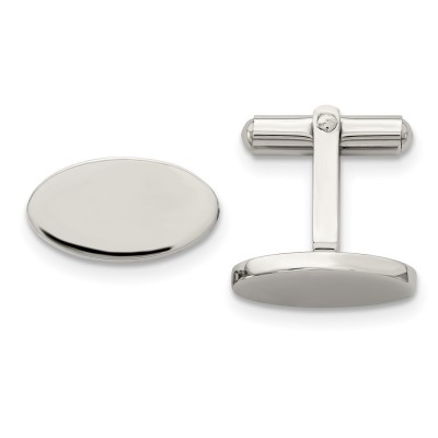 Stainless Steel Polished Oval Cufflinks