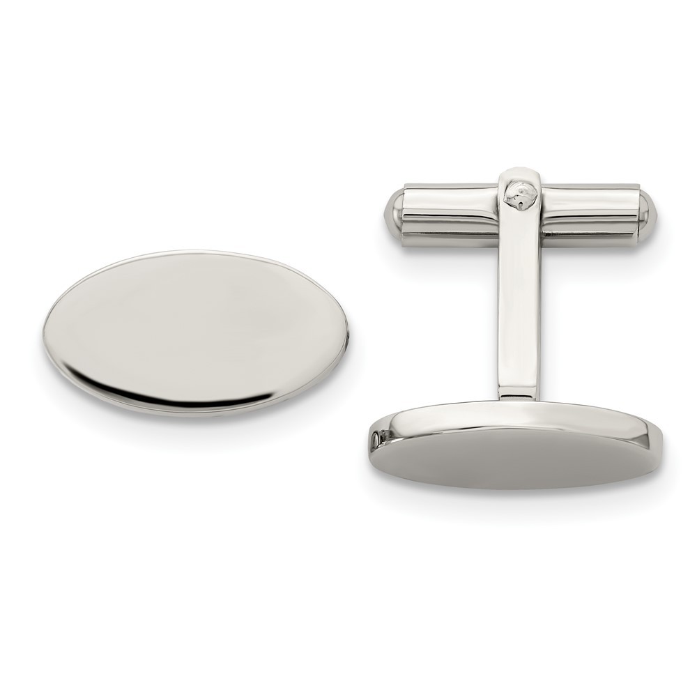 Stainless Steel Polished Oval Cufflinks