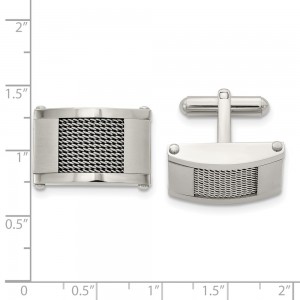 Stainless Steel Brushed and Polished w/Wire Inlay Cufflinks
