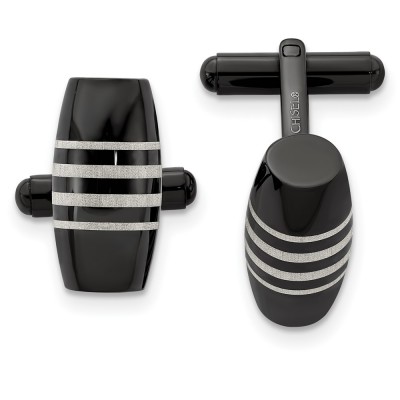 Stainless Steel Polished Black IP-plated Cufflinks