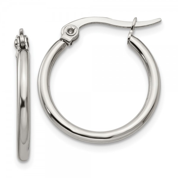 Stainless Steel Polished 19.5mm Diameter Hoop Earrings