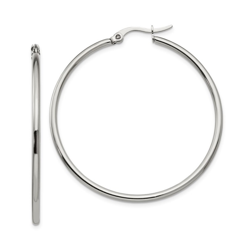 Stainless Steel Polished Hoop Earrings