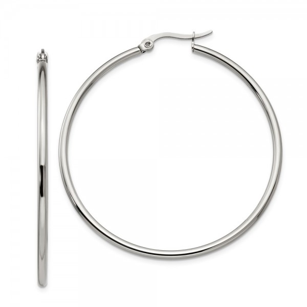 Stainless Steel Polished 48mm Diameter Hoop Earrings