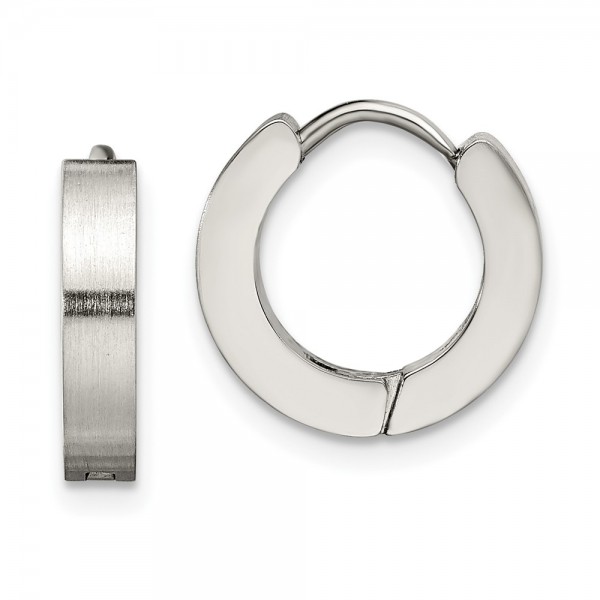 Stainless Steel Brushed and Polished 3mm Hinged Hoop Earrings