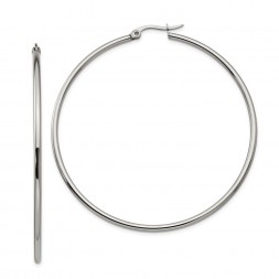 Stainless Steel Polished 60mm Diameter Hoop Earrings