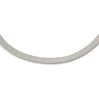 Stainless Steel Polished and Textured 18in Omega Necklace