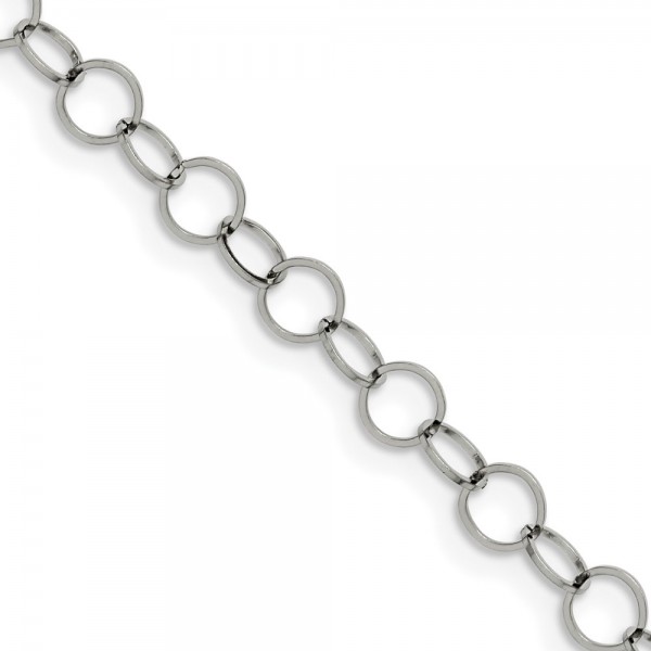 Stainless Steel Polished 6mm Circle Link 24in Necklace