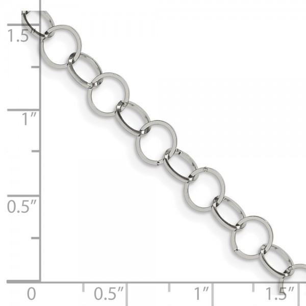 Stainless Steel Polished 8mm Circle Link 22in Necklace