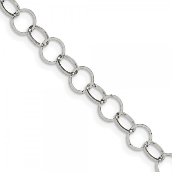 Stainless Steel Polished 8mm Circle Link 22in Necklace